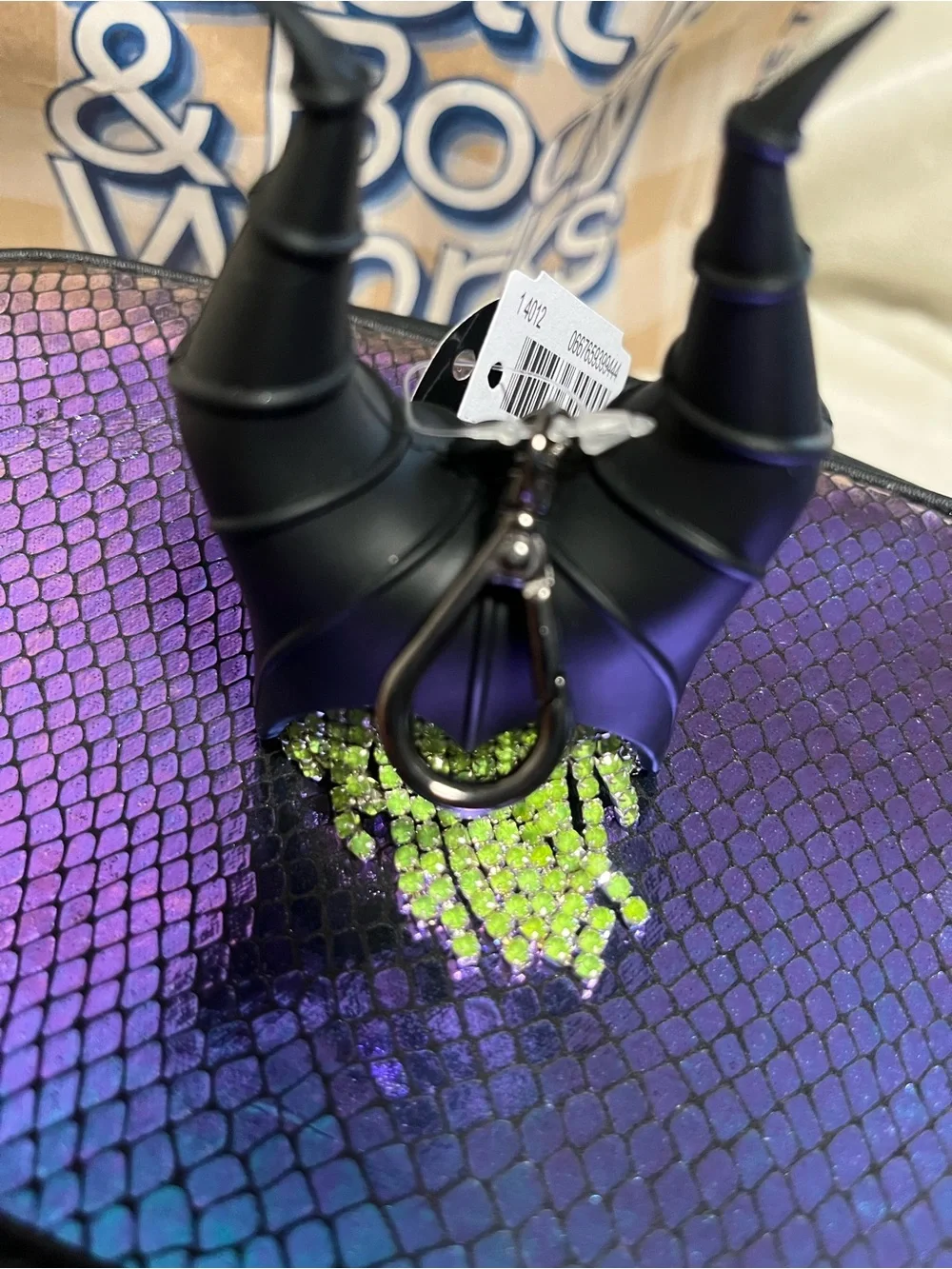 Bath & Body Works Iridescent Black Holographic Cosmetic Bag with Bat Accent